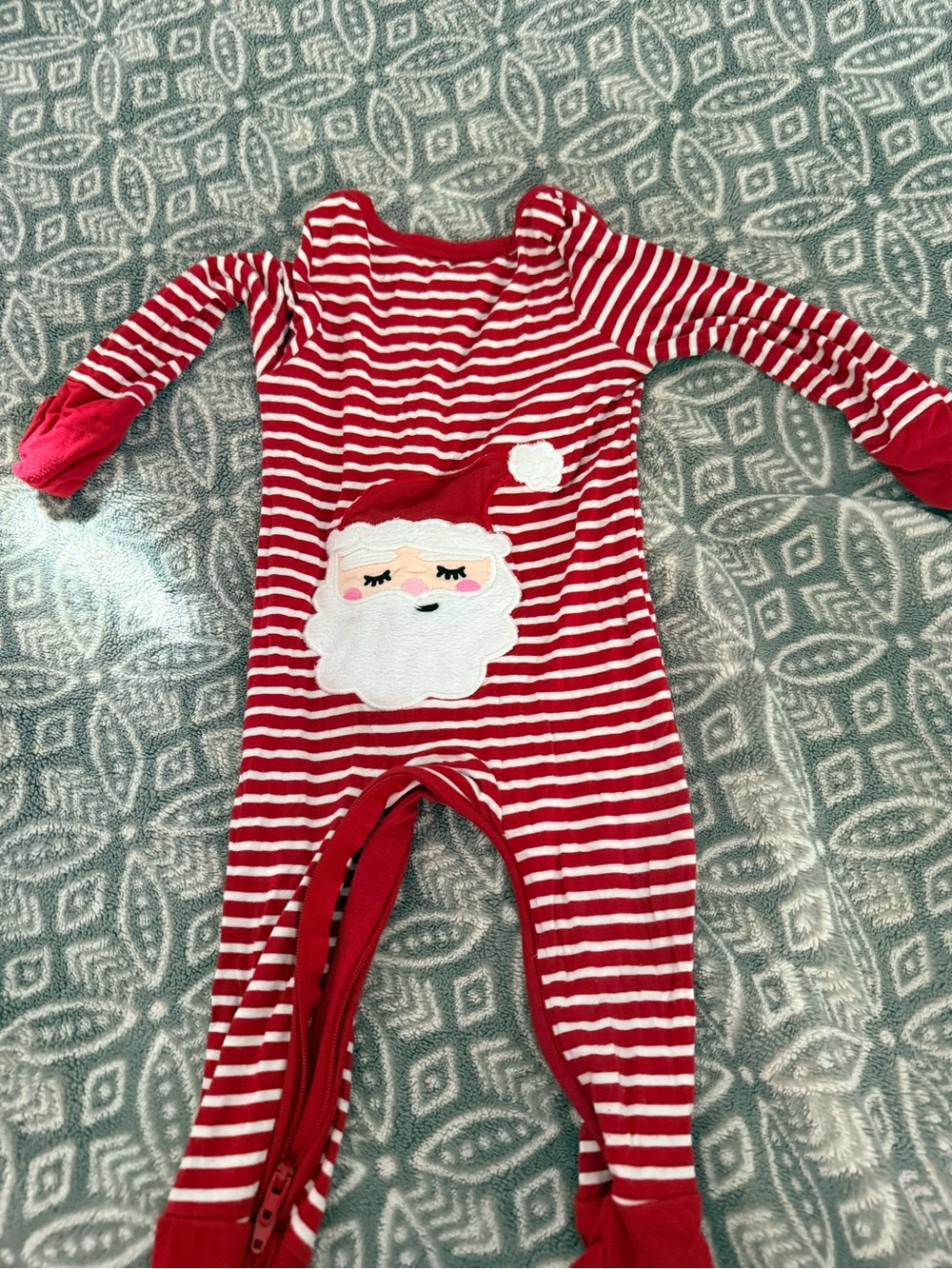 Little Sleepies Red and White Striped Santa Footie